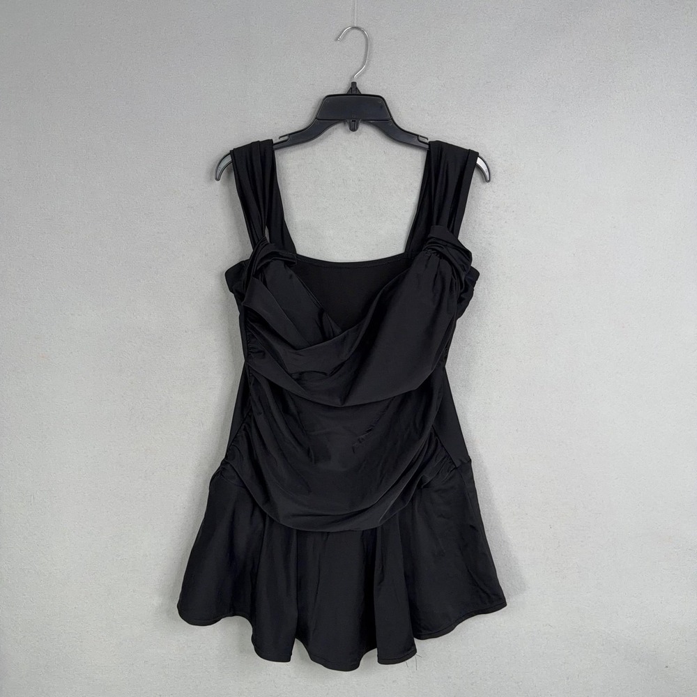 Swimsuits For All Swimdress Womens Plus 20 Black Ruffle Strap Built In Brief